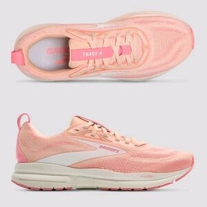 Brooks Women's Trace 4 Tropical Peach/Dianthus/Grey Athletic Lace Up Shoes